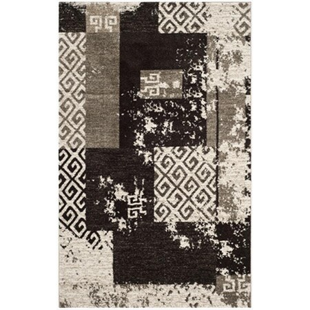 Safavieh 4 x 6 ft. Small Rectangle Contemporary Retro Creme and Brown Shag Rug RET2135-1125-4